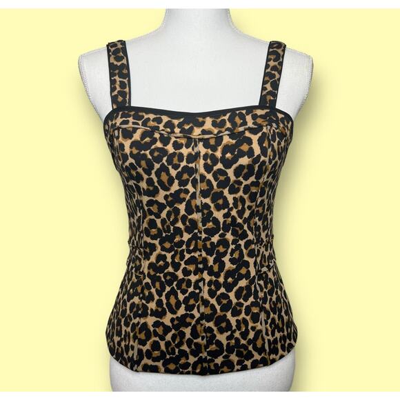 White House Black Market Size 4 Leopard Print Corset Top with Removable Straps￼ - Picture 1 of 14